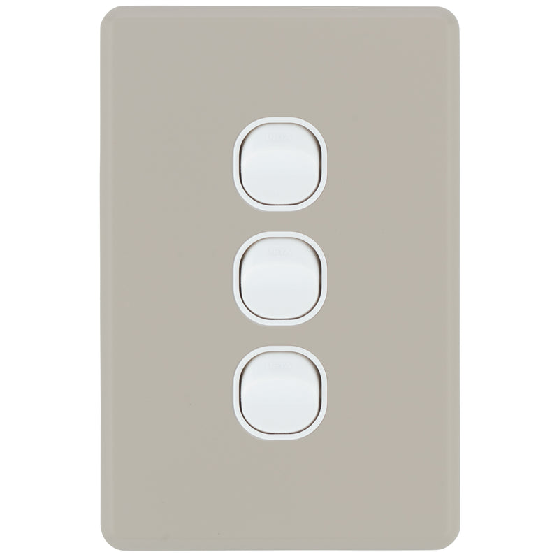 DETA Stone Taupe S-Line 3 Gang Switch Cover Plate