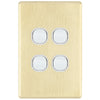 DETA S-Line Brushed Gold Finish 4 Gang Switch Cover Plate