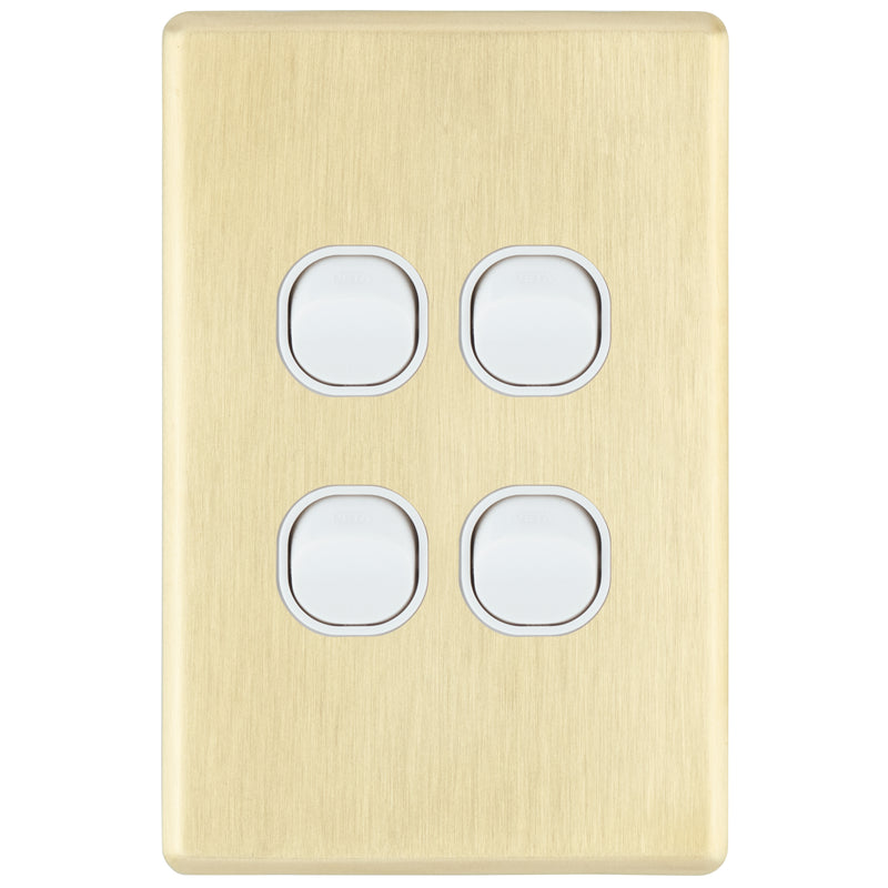 DETA S-Line Brushed Gold Finish 4 Gang Switch Cover Plate