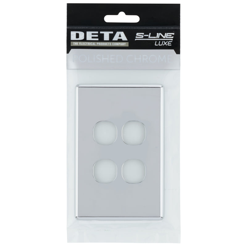 DETA S-Line Polished Chrome 4 Gang Switch Cover Plate