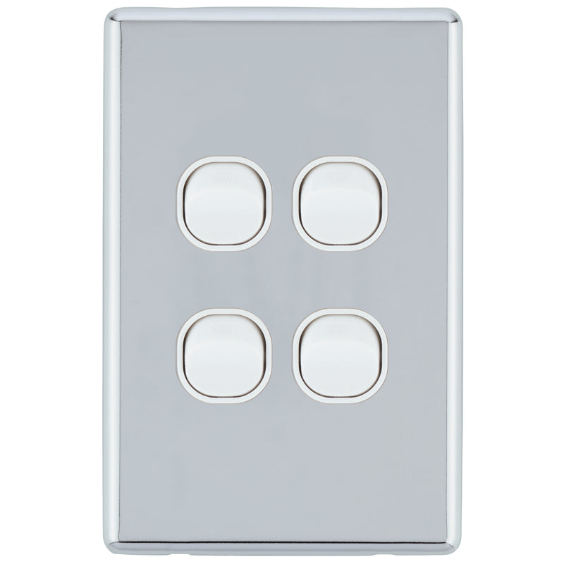 DETA S-Line Polished Chrome 4 Gang Switch Cover Plate