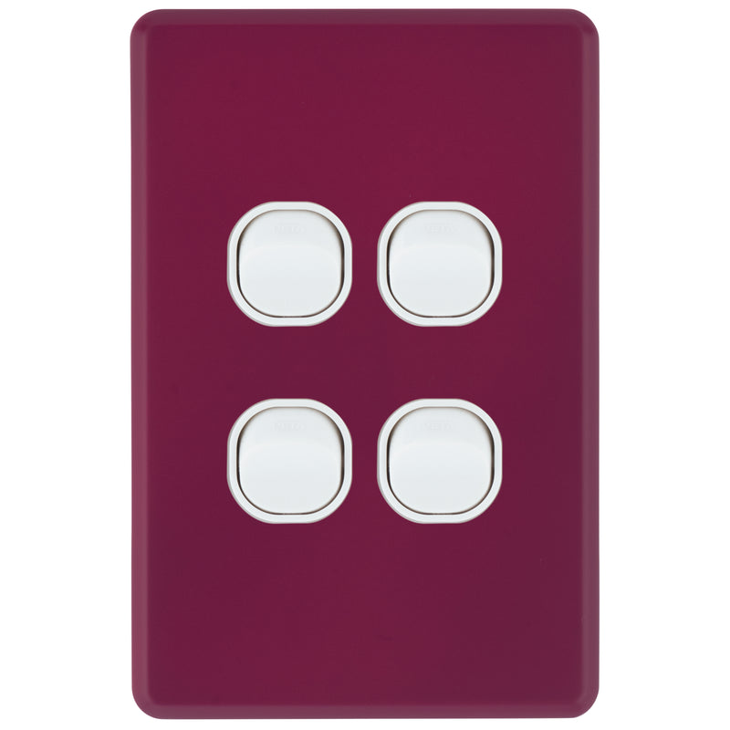 DETA S-Line Orchid Flower 4 Gang Switch Cover Plate