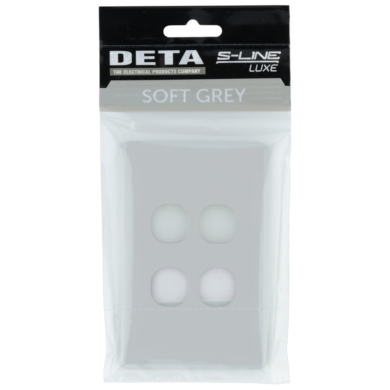 DETA S-Line Soft Grey 4 Gang Switch Cover Plate