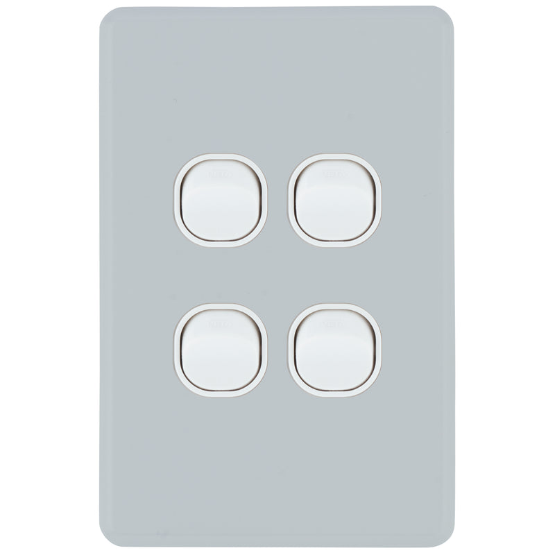 DETA S-Line Soft Grey 4 Gang Switch Cover Plate