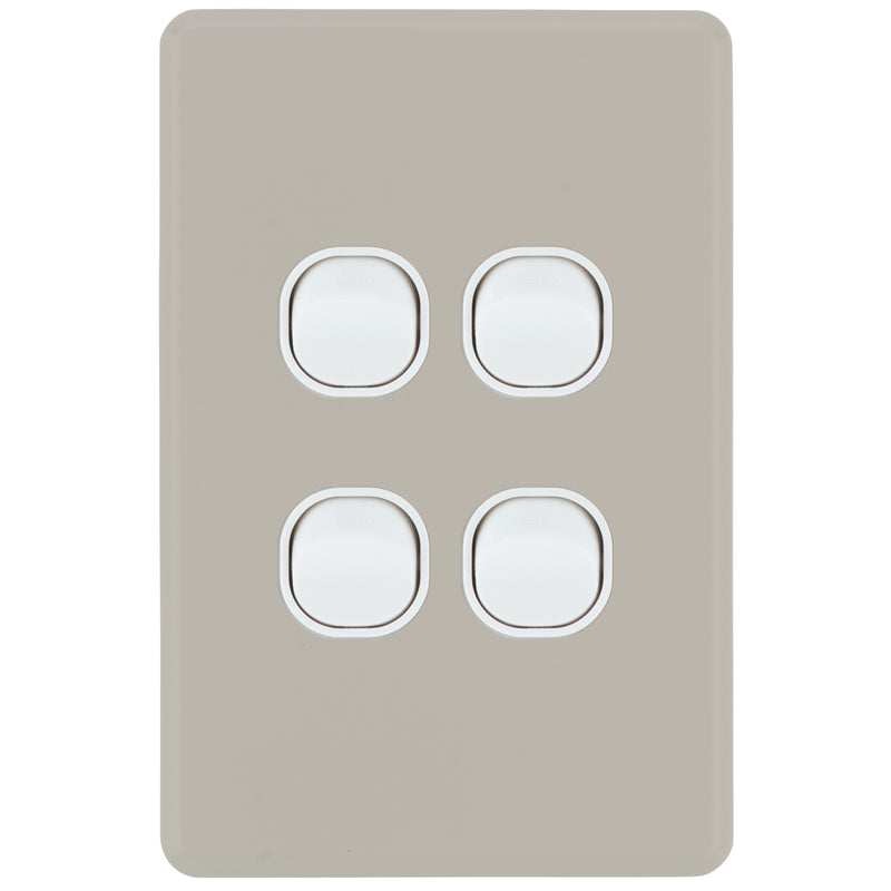 DETA Stone Taupe S-Line 4 Gang Switch Cover Plate