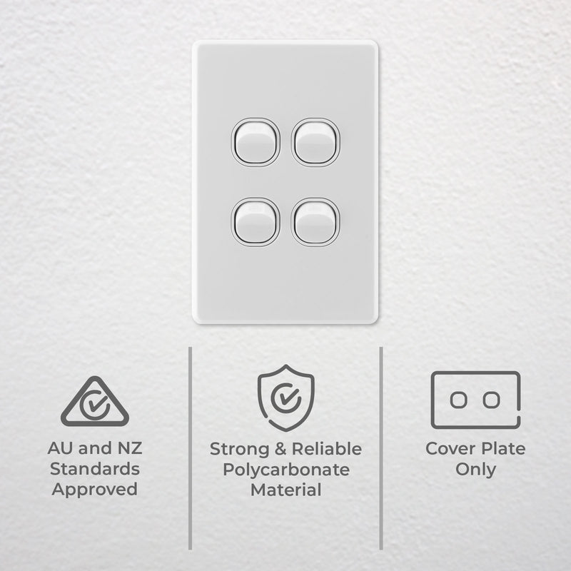 DETA Gloss White S-Line Quad Vertical Wall Switch