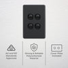 DETA Matte Black S-Line Quad Vertical Wall Switch