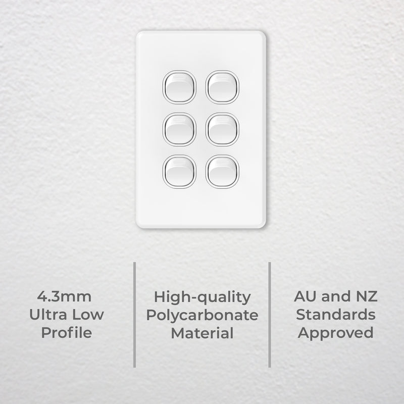 DETA S-line Six Gang Vertical Wall Switch