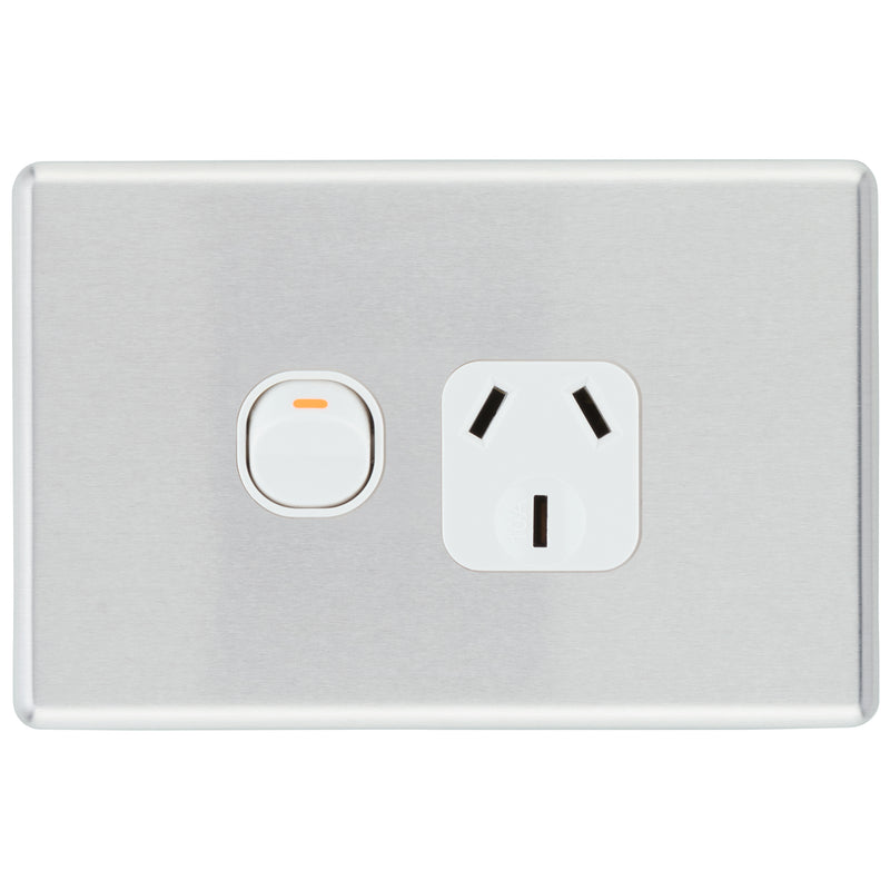 DETA S-Line Single Brushed Aluminium PowerPoint Cover Plate