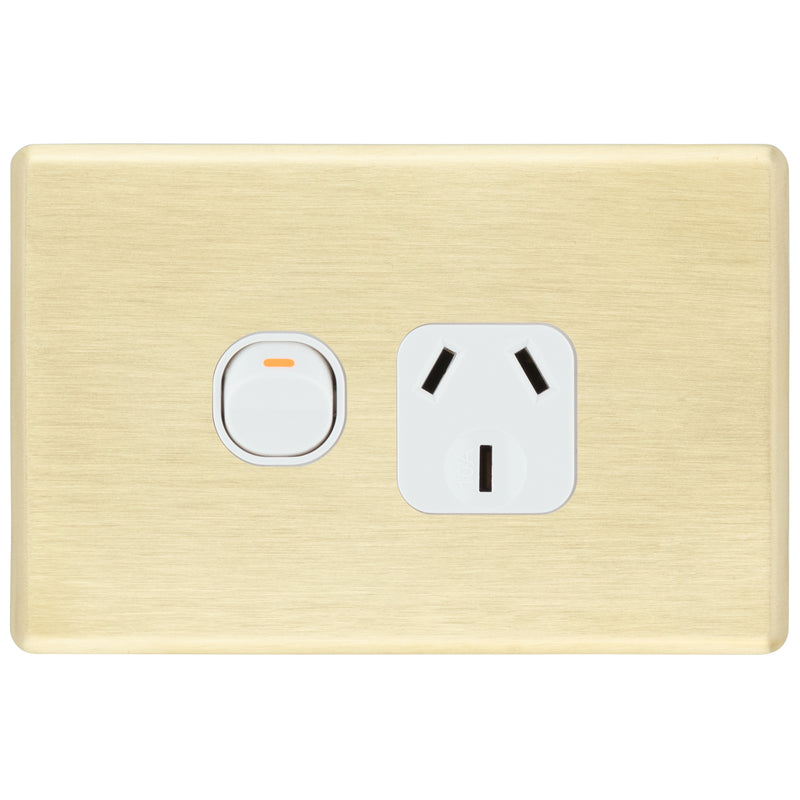 DETA S-Line Single Brushed Gold Finish PowerPoint Cover Plate