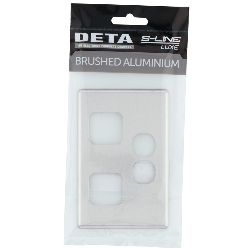 DETA S-Line Double Brushed Aluminium PowerPoint Cover Plate