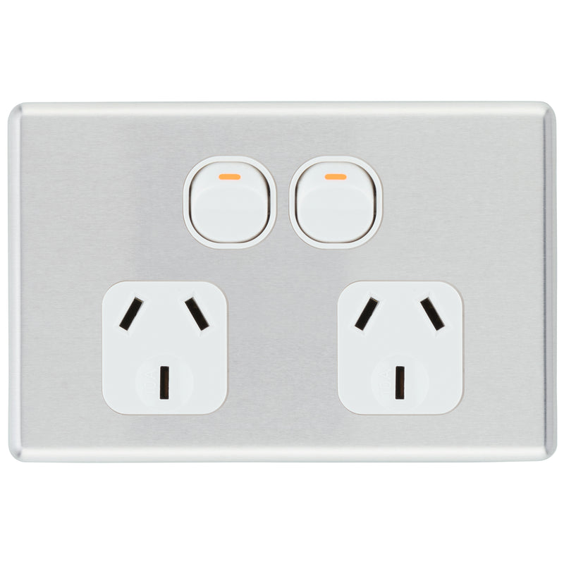 DETA S-Line Double Brushed Aluminium PowerPoint Cover Plate