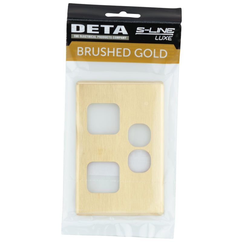 DETA S-Line Double Brushed Gold Finish PowerPoint Cover Plate