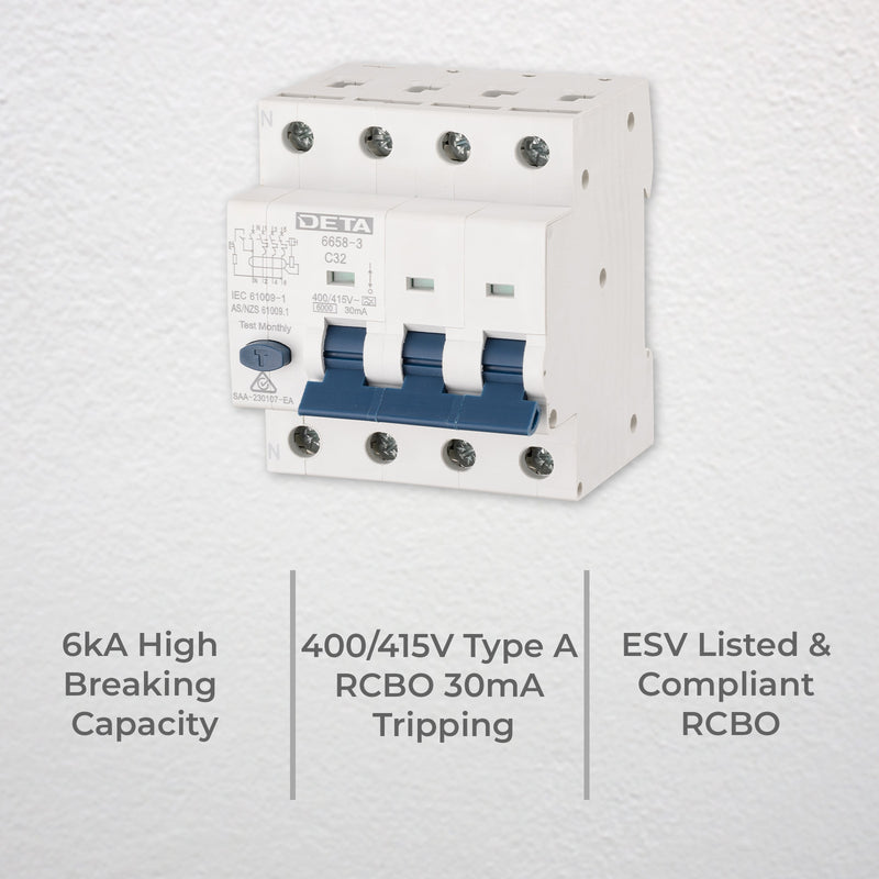 DETA 32A 3-Phase RCBO