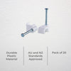 DETA 13mm White Flat Cable Clips - 20 Pack