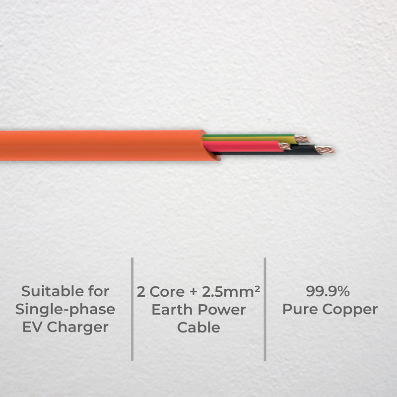 DETA 5m 450/750V V90 2.5mm 2-Core+E 1-Phase Cable