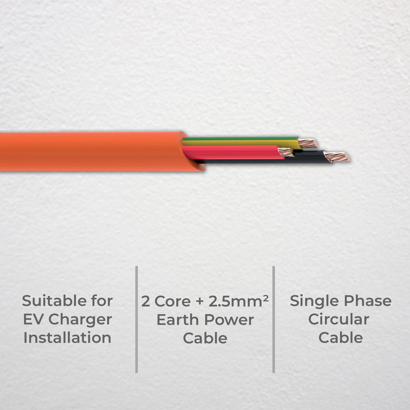 DETA 5m 450/750V V90 4.0mm 2-Core+E 1-Phase EV Charger Cable