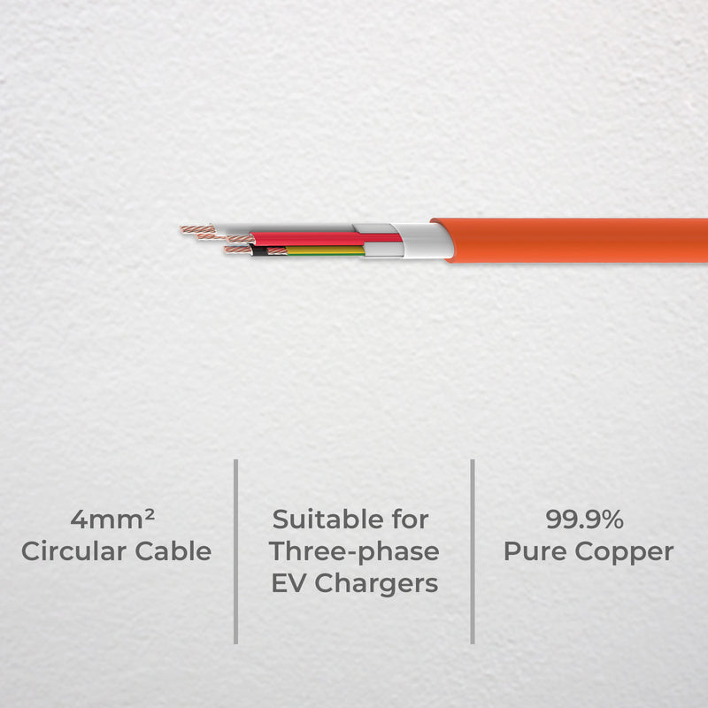 DETA 5m 32A TPS 4.0 mm 4-Core+E 3-Phase EV Charger Cable