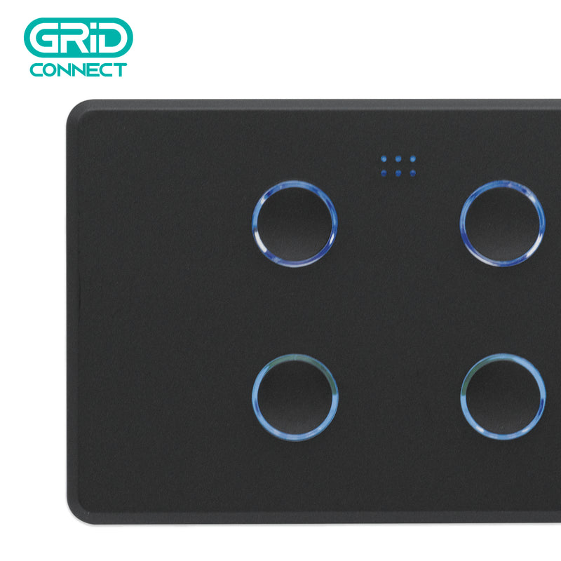 DETA Matte Black Grid Connect Smart Quad Gang Touch Light Switch