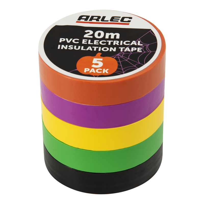 Arlec Halloween 20m 18mm Assorted Insulation PVC Tape - 5 Pack