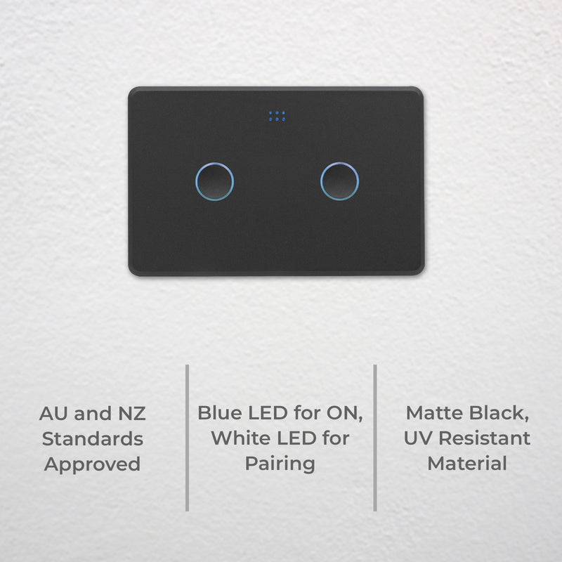 DETA Matte Black Grid Connect Smart Double Gang Touch Light Switch