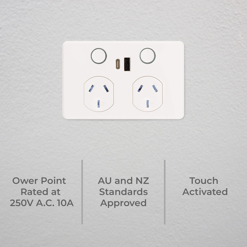 DETA Touch Double PowerPoint  with USB A+C PD 20W Fast Charging