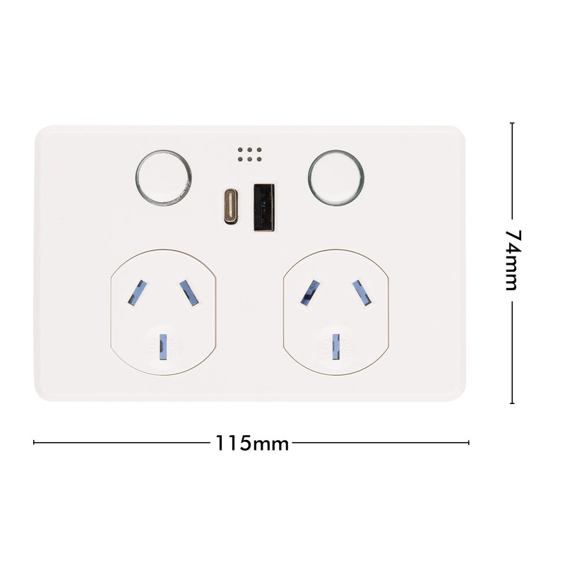 DETA GRID Smart Double PowerPoint  with USB A+C PD 20W Fast Charging