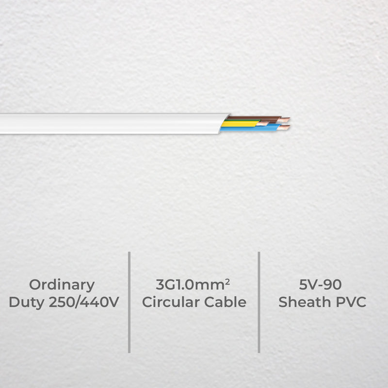 DETA White 20m 1mm² 3-Core Cable