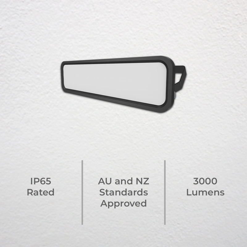 DETA 30W LED Black Finish Slim Profile Security Floodlight