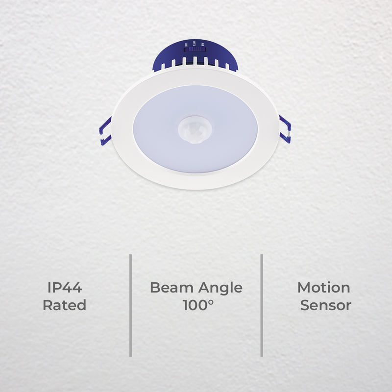 DETA 92mm Multi-Power Tri-Colour Non-Dimmable PIR Sensor LED Downlight