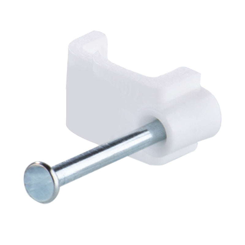 DETA 10mm White Flat Cable Clips - 100 Pack