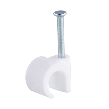 DETA 10mm White Hook Cable Clips - 100 Pack