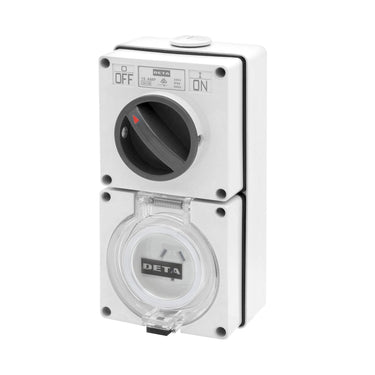 DETA 15A Industrial 3 Pin Flat Switched Outlet