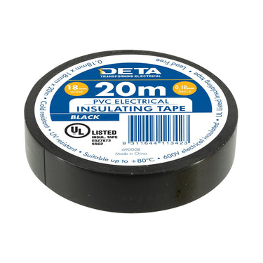 DETA 20m x 18mm Black Insulation PVC Tape