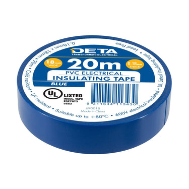 DETA 20m x 18mm Blue Insulation PVC Tape