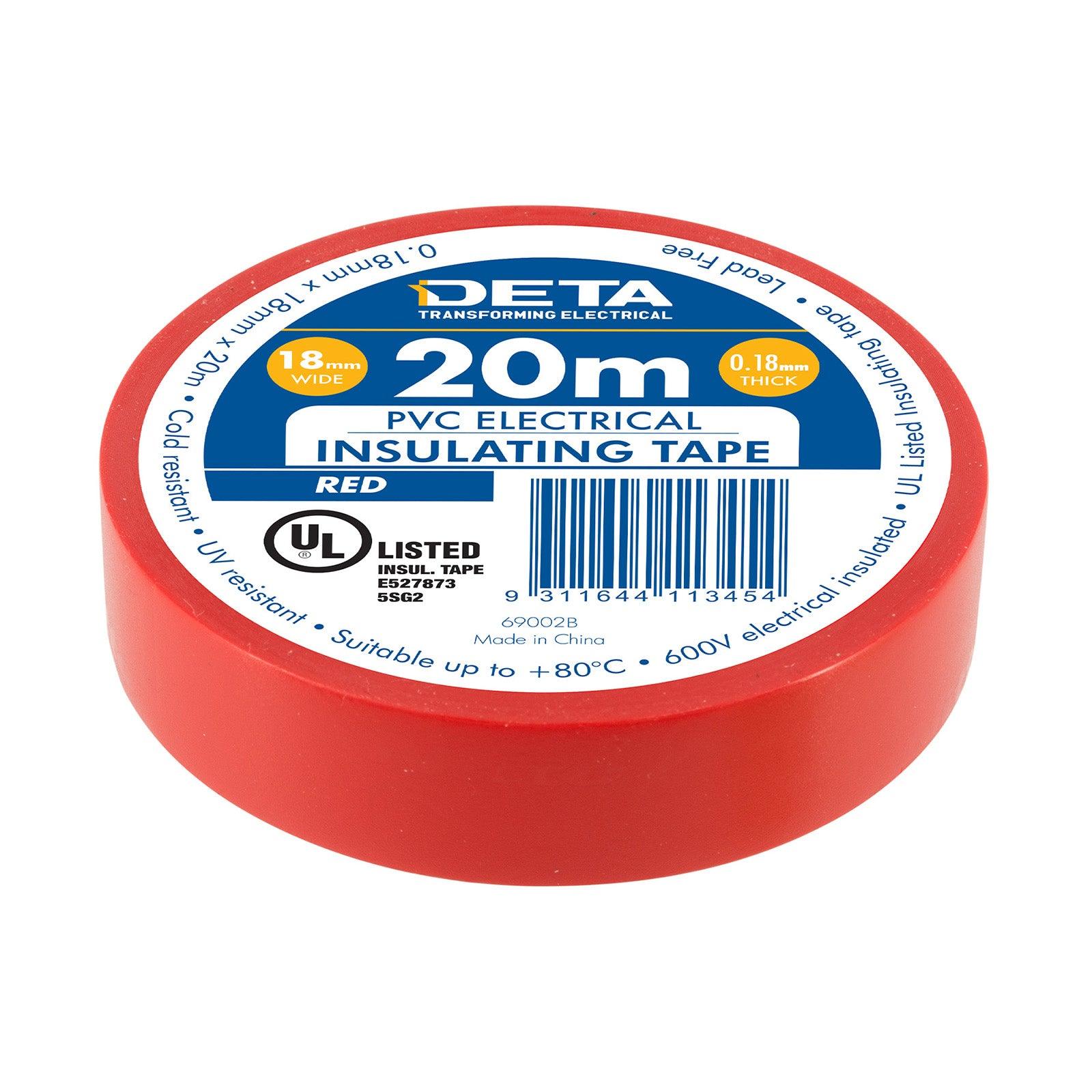 DETA 20m x 18mm Red Insulation PVC Tape