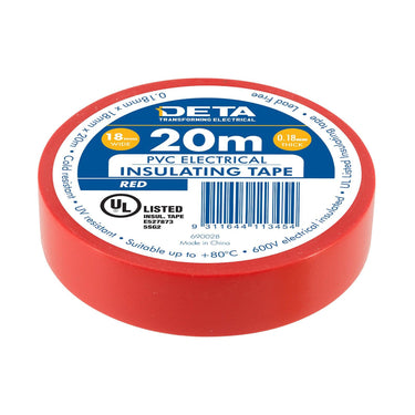 DETA 20m x 18mm Red Insulation PVC Tape
