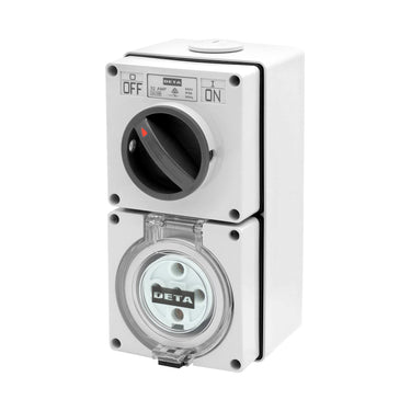 DETA 32A Industrial 5 Pin Round Switched Outlet
