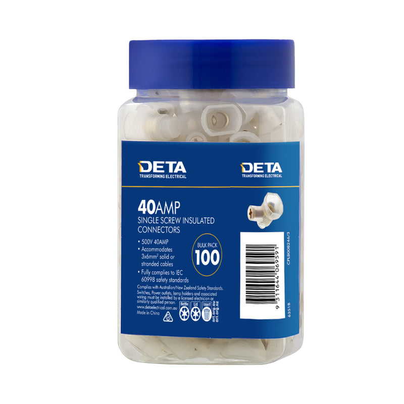 DETA 40 Amp Screw Connector- 100 Pack