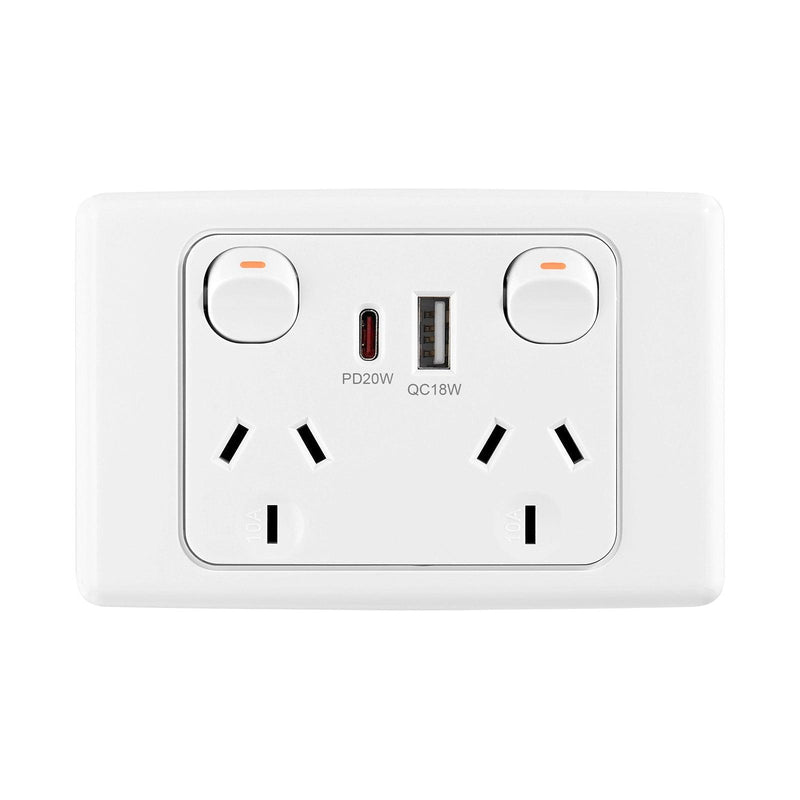 DETA 6000 Double PowerPoint  with USB A+C PD 20W Fast Charging