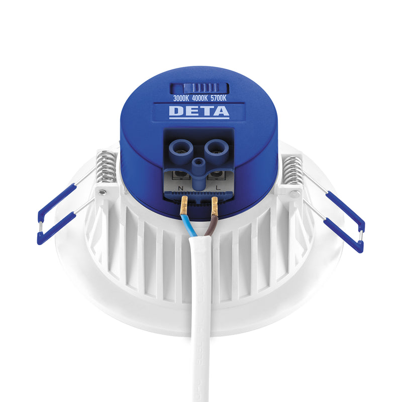 DETA 92mm Multi-Power Tri-Colour Non-Dimmable PIR Sensor LED Downlight