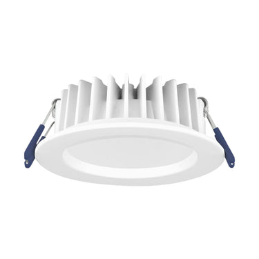 DETA 9W Tri-Colour Dimmable LED Downlight - White Metal Fascia & Low Recessed Lens Design