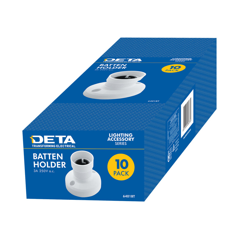 DETA B22 Bayonet Batten Holder - 10 Pack