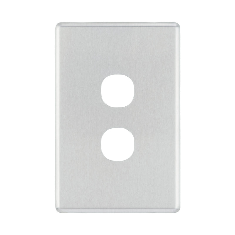 DETA Brushed Aluminium S-Line 2 Gang Switch Cover Plate