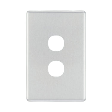 DETA Brushed Aluminium S-Line 2 Gang Switch Cover Plate