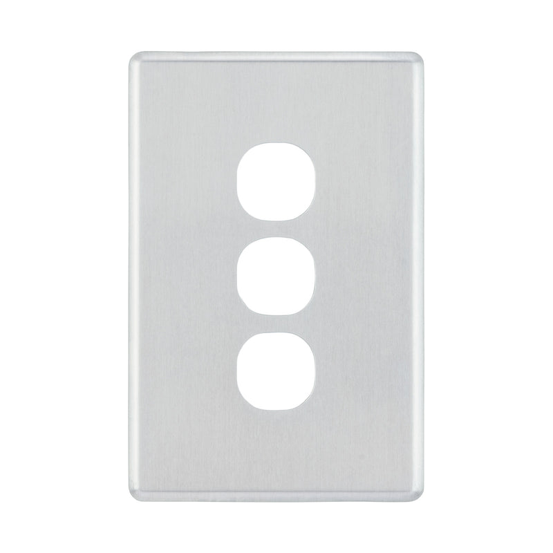 DETA Brushed Aluminium S-Line 3 Gang Switch Cover Plate