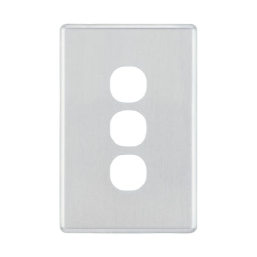 DETA Brushed Aluminium S-Line 3 Gang Switch Cover Plate