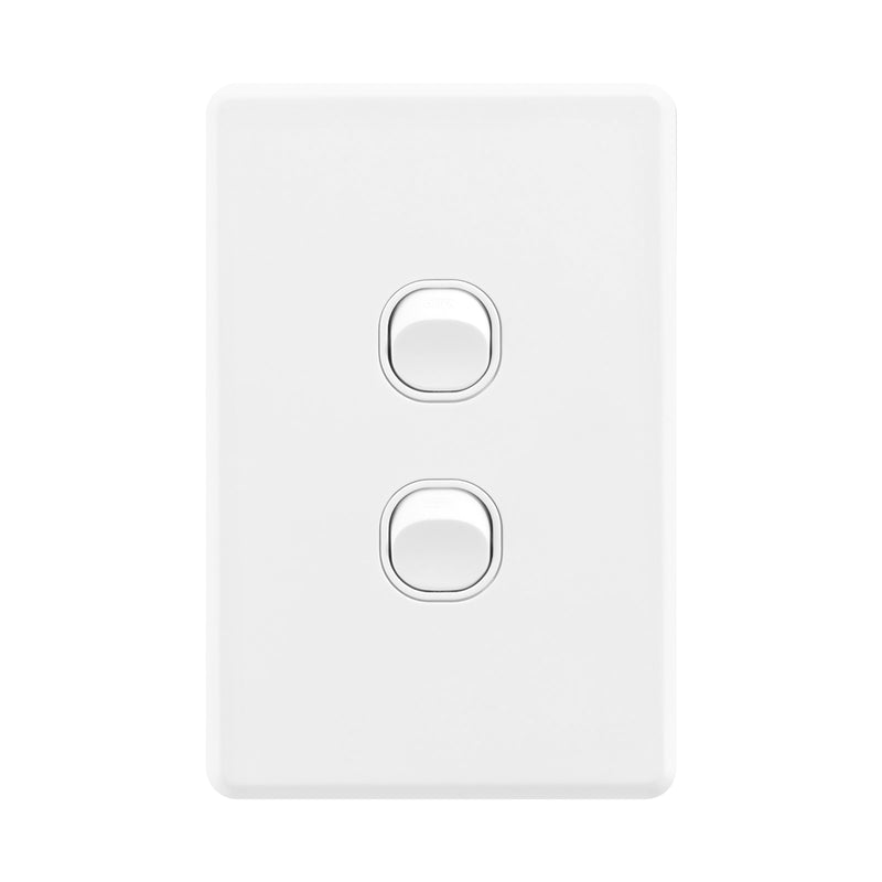 DETA Gloss White S-Line Double Vertical Wall Switch