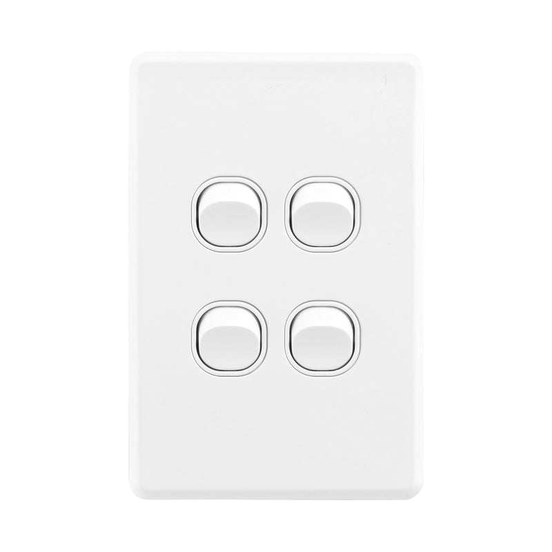 DETA Gloss White S-Line Quad Vertical Wall Switch