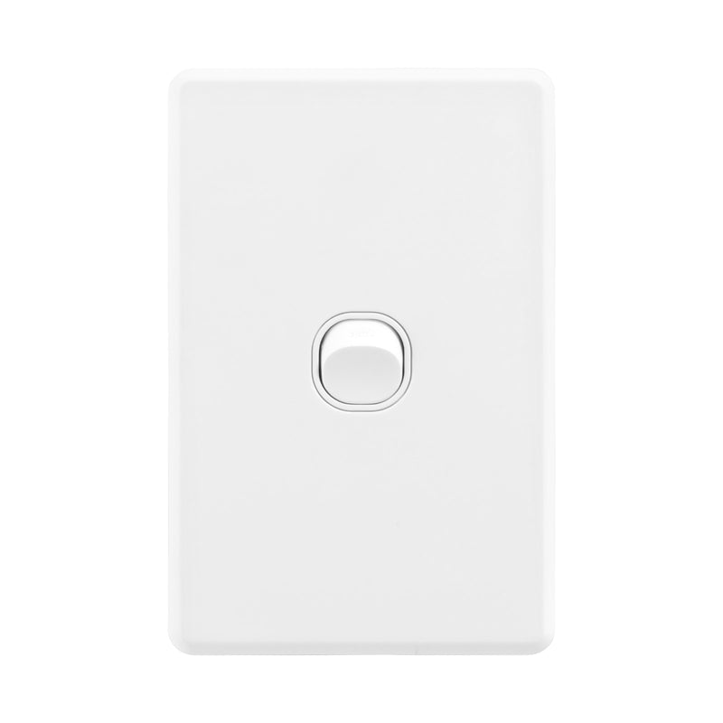 DETA Gloss White S-Line Single Vertical Wall Switch